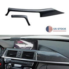 2x Carbon Fiber Look Center Console Dashboard Panel Trim Cover For BMW 3 Series