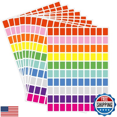 Starboling Color Coding Labels,3000 PCS 1/2'' x 3/4'' 10 Colors Rectangular Col