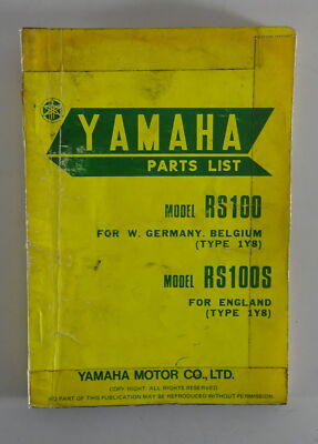 Teilekatalog / Spare Parts list Yamaha RS100 / RS 100 S Typ 1Y8 Stand 01/1977
