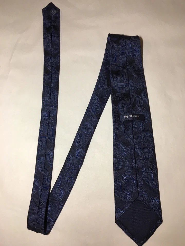 Corbata para hombre BREUER 100 % seda XL ITALIA diseñador de lujo azul geométrico usada en excelente estado Foto 3 de 4