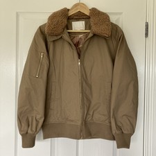 Numph Nululu Jacket Eu36 Light Beige Long Sleeve Zip Pockets Lined Collar Vgc