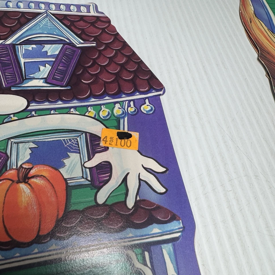 Casa embrujada vintage Eureka Halloween troquelada decoración años 80 dañada Foto 2 de 4
