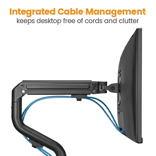DUAL ARM TV LCD MONITOR DESK MOUNT BRACKET ARTICULATING UP DOWN IN OUT SWIVEL - Image 4 of 4