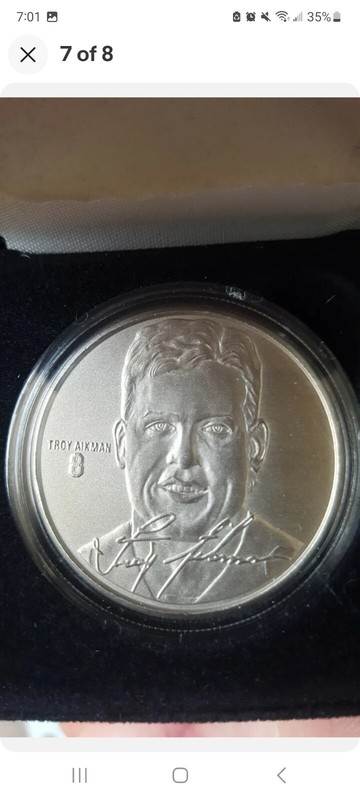 Limited Edition #24451 NFL Troy Aikmam QB Club Brushed Nickel Coin Avon 