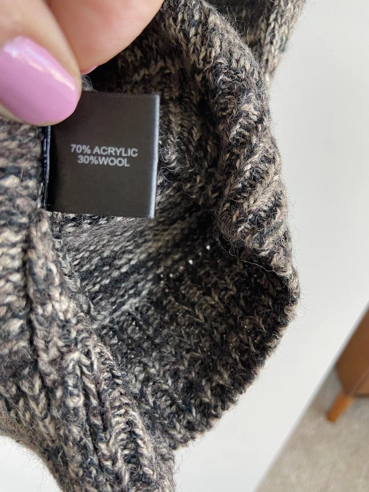 The Limited Mezcla Lana Marrón Botones Cárdigan Manga Corta Bolsillos Mujer XL Foto 4 de 4