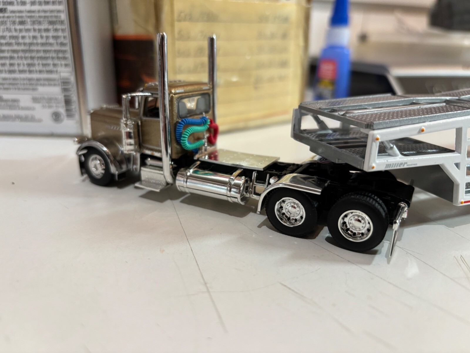 1st Gear/DCP 1/64 O/O Gold Peterbilt 389X w/Miller Car hauler eBay