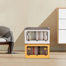 Foldable Plastic Storage Bin, Stackable Storage Box, Storage Box Yellow+White