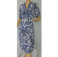 Vintage 1950s Dress Navy Blue Paisley Print Sheer Rayon NOS Caldwell Casuals