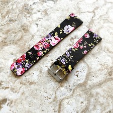 Red Black Floral FL5 Leather Band for Garmin Forerunner 570 47mm, 265 255 -B22