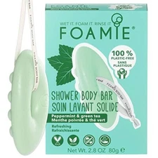 Foamie 2-in-1 Natural Body Bar, Mint Womens & Mens Body Wash, Refreshing...