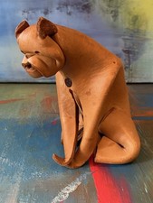 VINTAGE GERMANY LEDER HUND / BOXER FIGUR TIER LEDERTIER TIERFIGUR