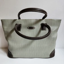 Gitano Accessories Checkered Purse Brown White Tote Bag 13.5"x3.75"x10.5"