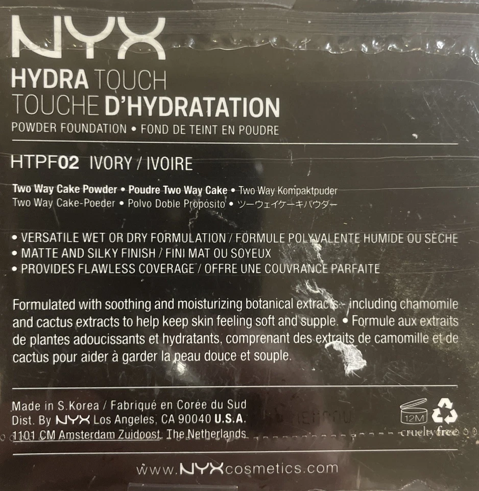 NYX Hydra Touch Powder Foundation Ivory HTPF02 NITB Sealed  - Image 2 of 4