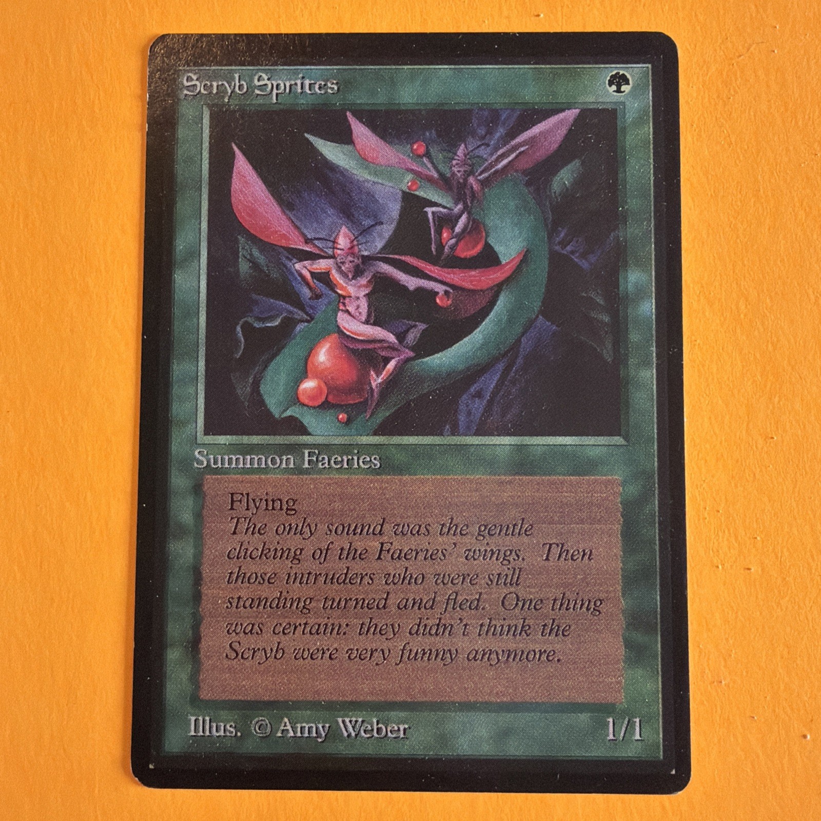MTG Scryb Sprites Beta 1993 Vintage Black Border Green Faeries Magic Card
