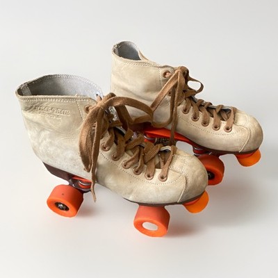 Vintage Riedell Sure Grip Womens Skates Tan Brown Suede Size 7