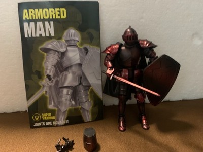 Medieval Knight Action Figure, 15 posable points, full assemble, extras, red/blk