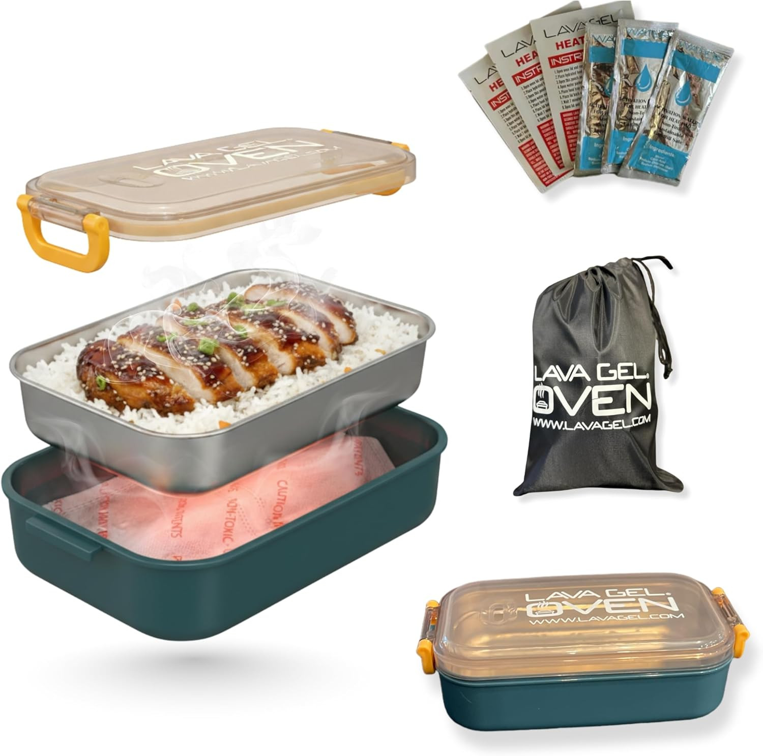 Flameless Self Heating Lunch Box Portable Food Warmer for Travel Camping - US