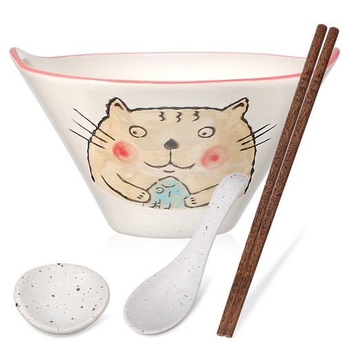 Ensemble Bol Couvercle Bol à Nouilles Céramique Sightday 800ml - Forme Poisson - Avec Couvercle Et Baguettes Ensemble Bol Couverts - 7