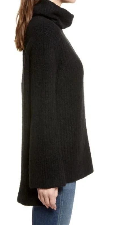 Acogedor suéter de cuello alto acanalado de gran tamaño para mujer Nordstrom en negro pequeño $79 Foto 2 de 4