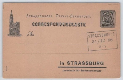 Strassburger Privat-Stadtpost 2 Pfg. Ganzsache 1886 [877] - Bild 1 von 2