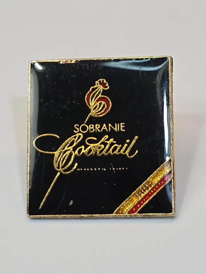 Paquete de cigarrillos de cóctel Sobranie prendedor de solapa vintage británico Foto 2 de 4