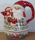 Unusual Heather Goldminc Blue Sky Santa Holding Bouquet of Mushrooms Teapot 2018 — photo 1