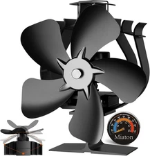 Oscillating Wood Stove Fan Heat Powered With High Air Volume | 5 Blade Fireplace