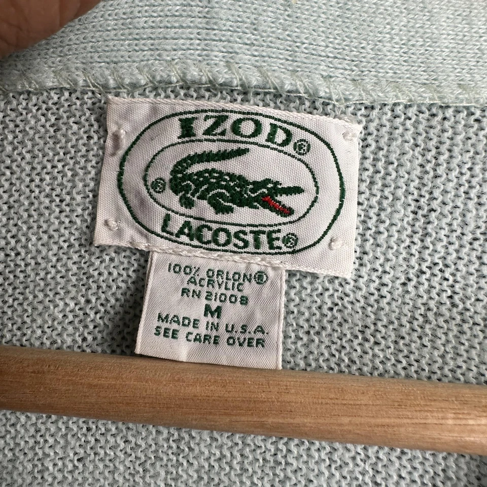 Cárdigan vintage IZOD Lacoste suéter para hombre medio claro verde menta hecho en EE. UU. AÑOS 80 Foto 4 de 4