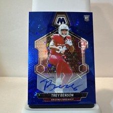 2024 Panini Trey Benson No Huddle Blue Mosaic Prizm Rookie Auto RC #360 