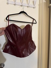 ASOS x The Sourced Collection sculpted bandeau top in burgundy, NWT, UK 10 / EU