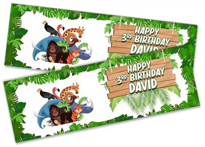 Personalisiertes Banner Tier Geburtstag beliebiger Name Alter Team - individuell Kinderparty 90