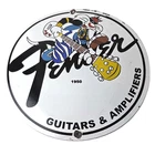 Vintage Fender Sign - Guitars Amplifiers Music Porcelain Gas Station Sign