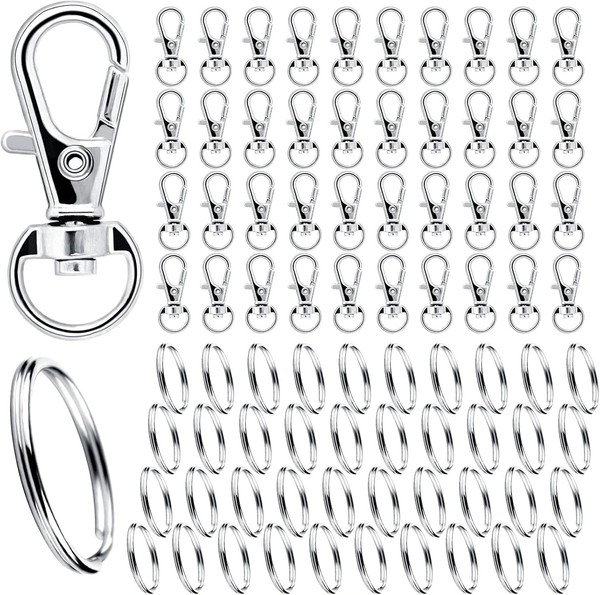 SchlüSselring Karabinerhaken 80 Stk Silber Mit Drehgelenk Basteln Diy ZubehöR-image