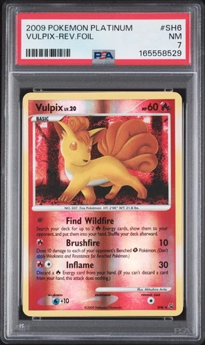 2009 POKEMON PLATINUM #SH6 VULPIX-REVERSE FOIL PSA 7
