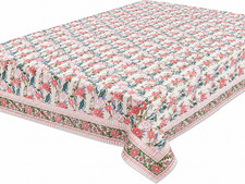 Indian Hand Block Print Tablecloth Kitchen Linen 100 Cotton Floral 150 220 cm
