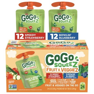 GoGo squeeZ No Sugar Added Fruit & veggieZ Applesauce and Puree Variety Pack,...