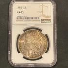 1885 P Morgan Silver Dollar $1 NGC Graded MS63 Beautiful Reverse Toning Free S/H
