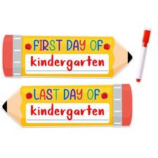 First  Last Day of School Chalkboard for Kids Girls Boys, 4.4"x12.6" Double ...
