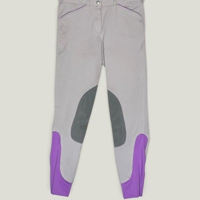 Dover Saddlery Girls Size 26 Gray Purple Riding Breeches