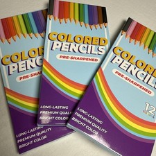 Lot 3 Pre-sharpened Color pencils 12 Pack 36 Total Pencils