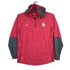 Mens Nike Red Gray Oklahoma Sooners Pullover Hoodie Windbreaker Jacket Size L