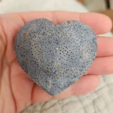 Natural Polished Blue Coral Jade Heart 112 grams - USA