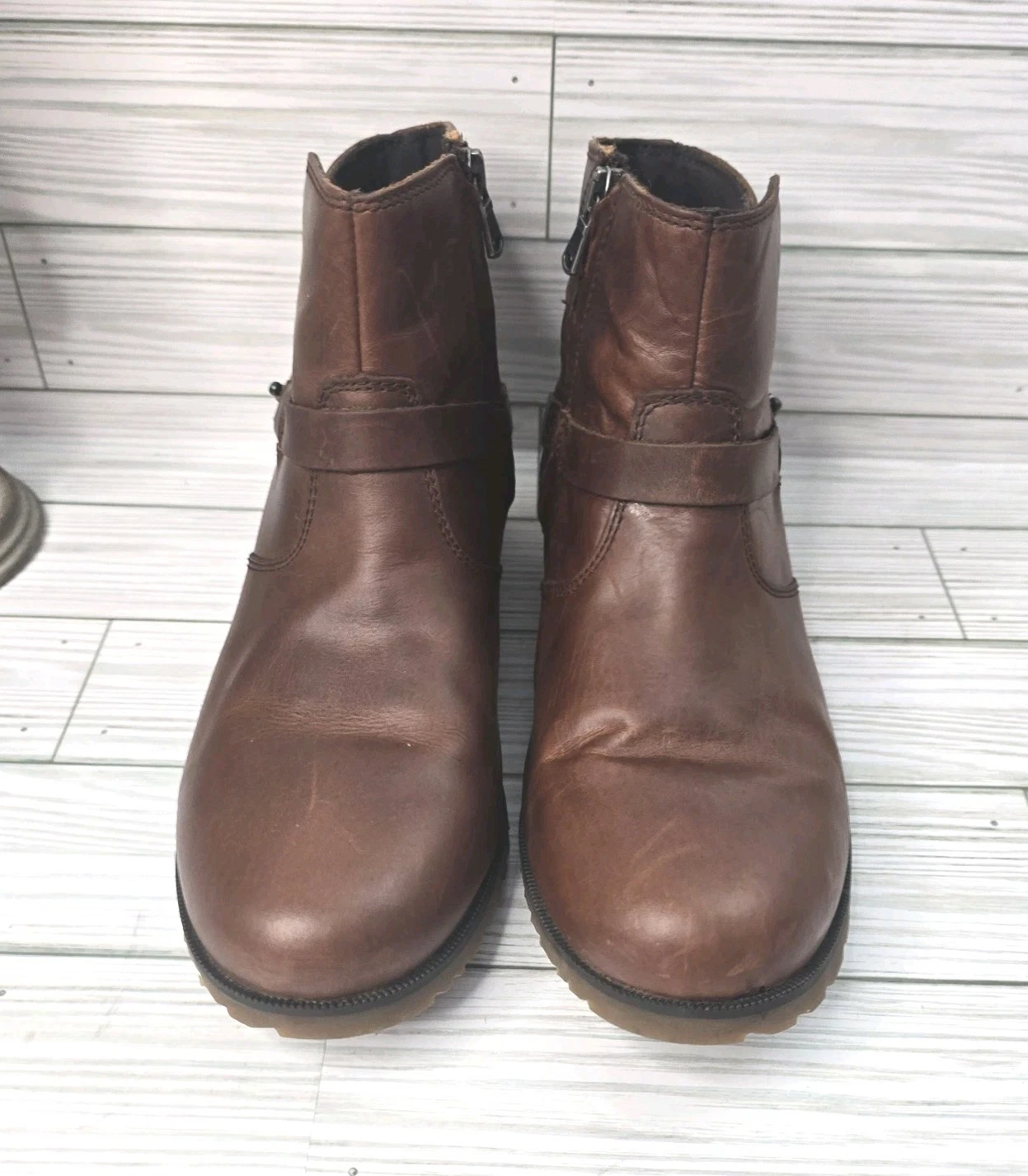 Teva De La Vina Ankle Boots Womens 8.5 Brown Distressed Leather Hiking Camping