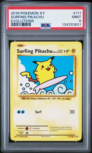 2016 Pokemon Xy Evolutions #111 Surfing Pikachu Evolutions PSA 9