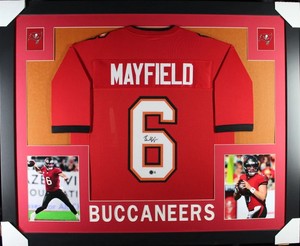 Tampa Bay Bucs Baker Mayfield NFL signed framed jersey 35x43 Beckett COA