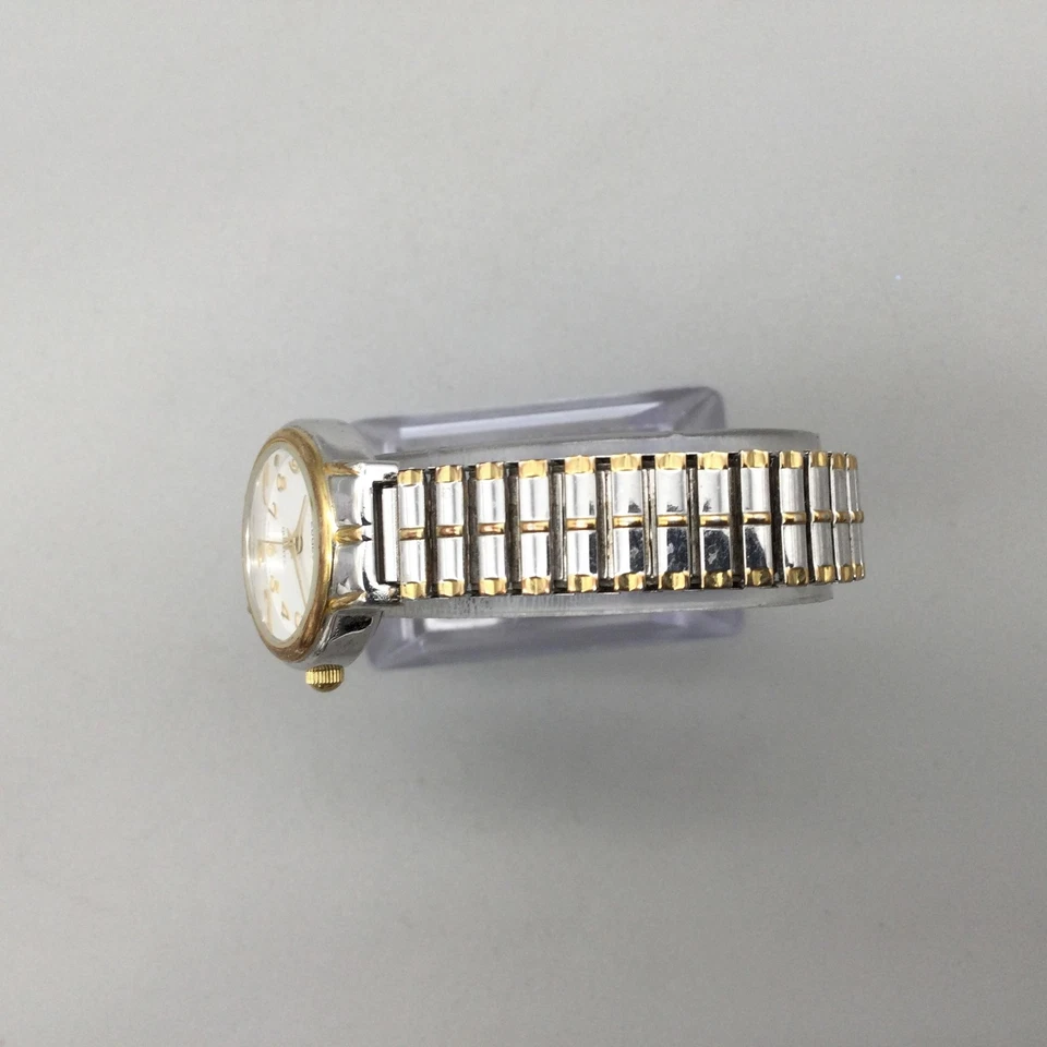 Reloj Peugeot Mujer 23mm Dos Tonos Tono Dorado 412 Banda Expansión Batería Nueva Foto 4 de 4