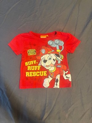 Nickelodeon Paw Patrol T-Shirt Toddler 12/18M Red Marshall Ruff Rescue Cartoon
