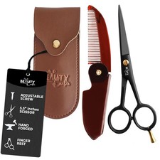 5'' German Beard Mustache Scissor- 2 Mustache Combs for Hair with Beautiful P...