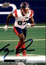 Eugene Lewis Signed 2023 Upper Deck CFL Football card Edmonton Elks