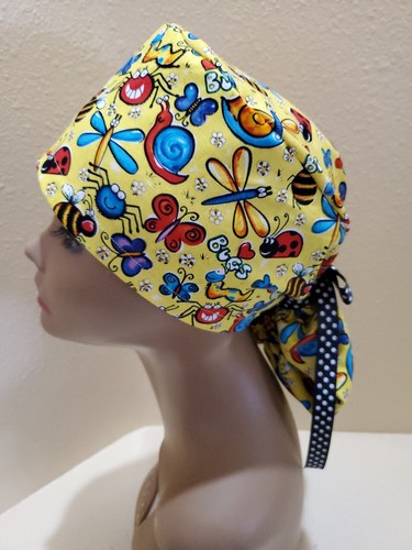Bugs (Yellow) Women's Ponytail Surgical Scrub Hat/Cap Handmade - Picture 5 of 9